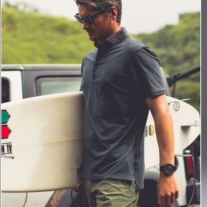 Lululemon Men’s Sz M Post Practice Polo Heathered Black / Black